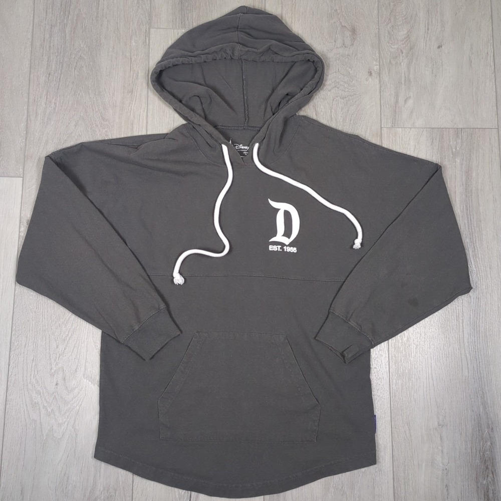 Disneyland Resort Spirit Jersey Hoodie Mens Small Gray Sweatshirt Back Spell Out